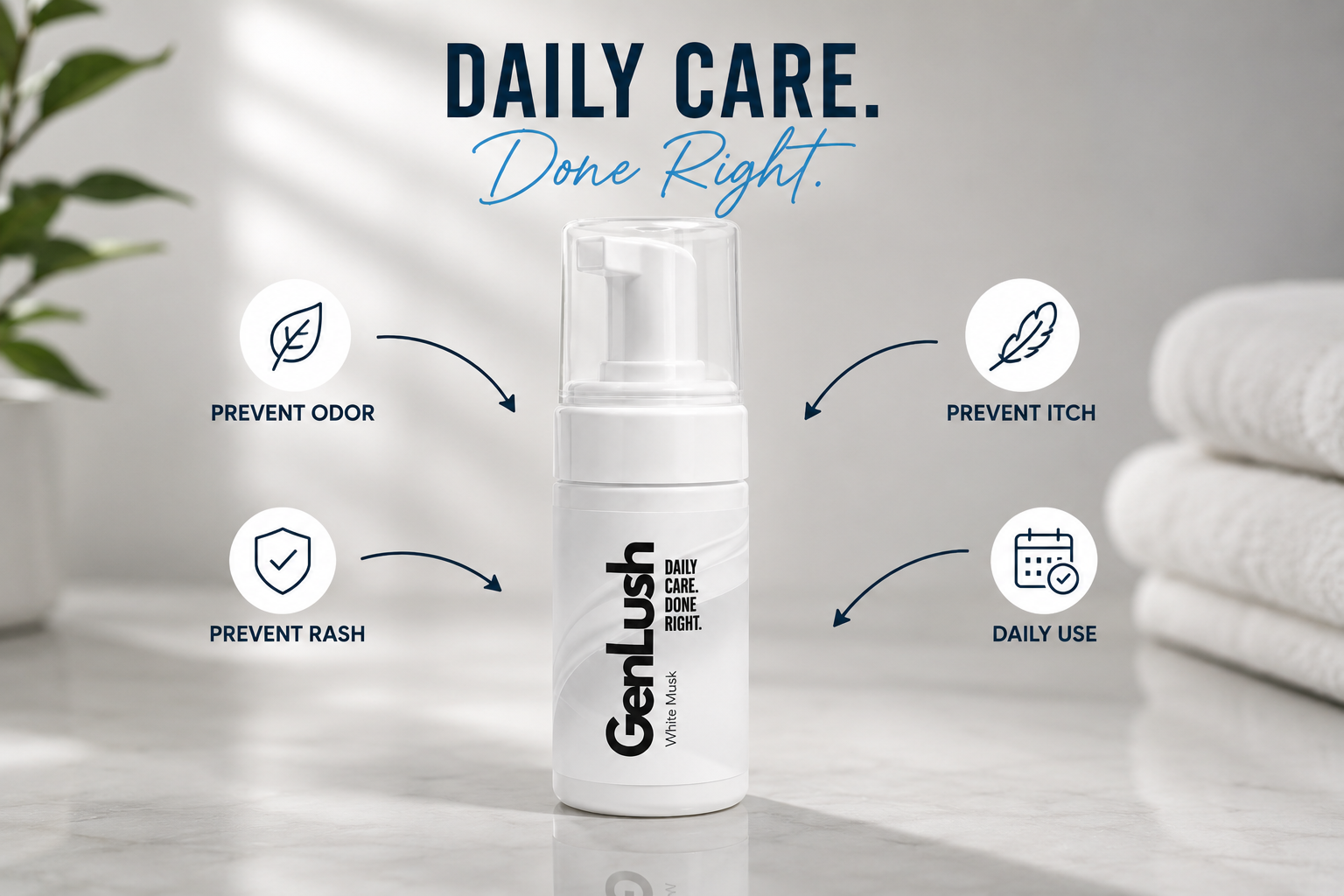 GenLush prevents odour, itch and rash — pH balanced for daily use
